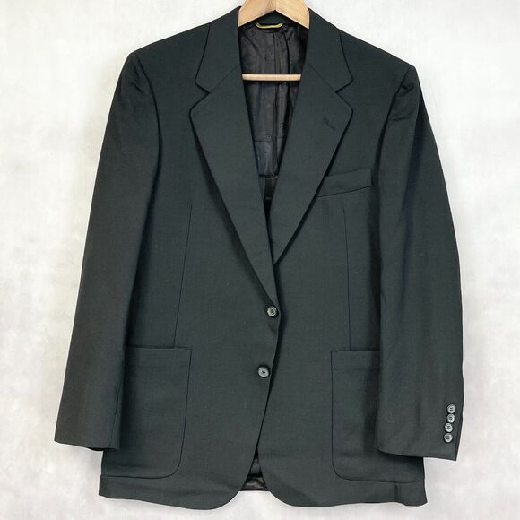 VTG Christian Dior Blazer Jacket Mens 40R Black Hart Schaffner Marx Classic
